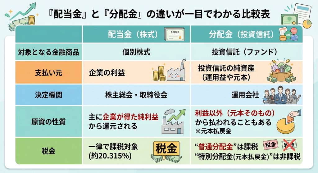 配当金と分配金の違い